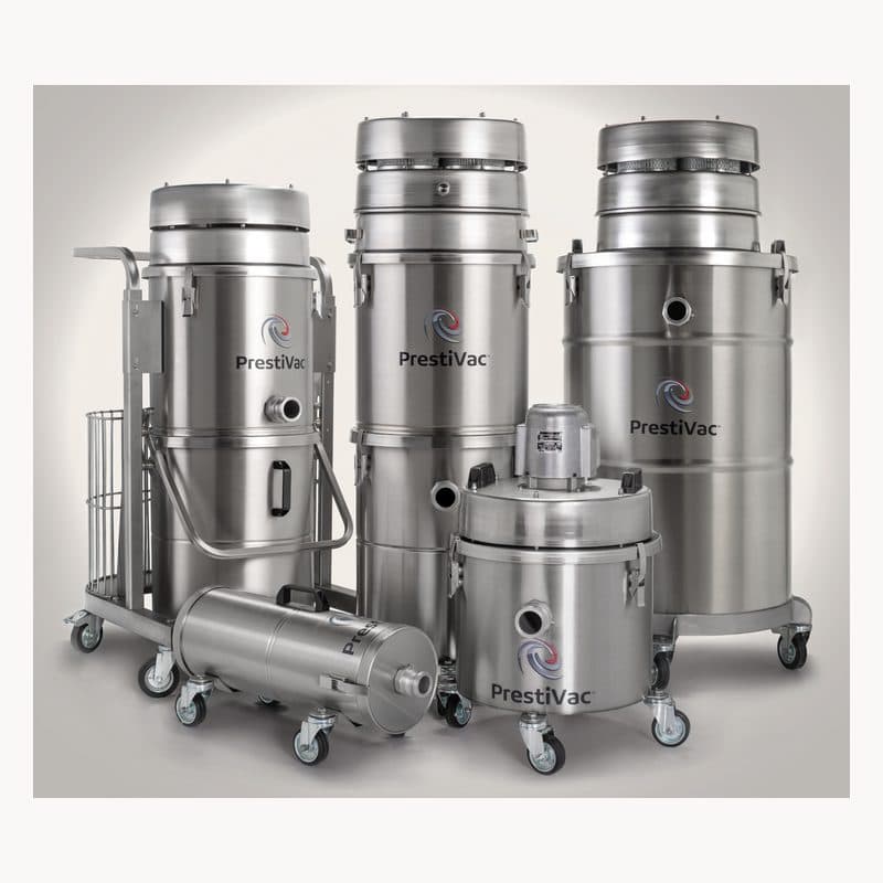 PrestiVac stainless steel industrial vacuum product family